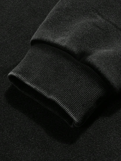 Men Cross Graphic Thermal Black Hoodie