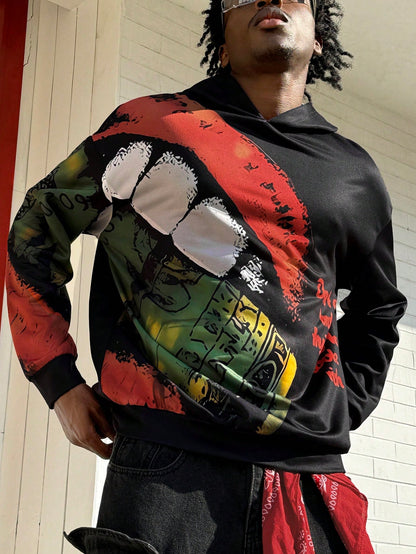 Men Distressed Big Mouth Letter Print Hoodie
