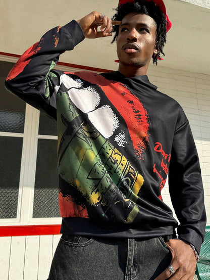 Men Distressed Big Mouth Letter Print Hoodie