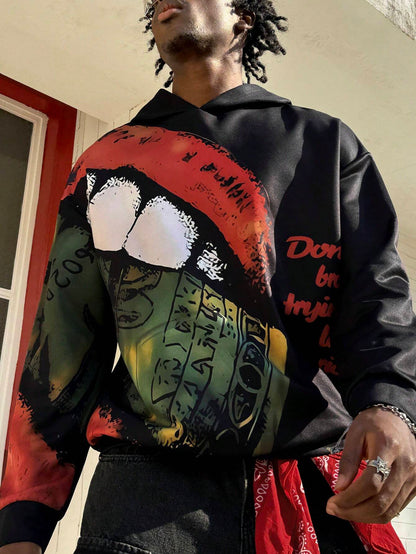 Men Distressed Big Mouth Letter Print Hoodie