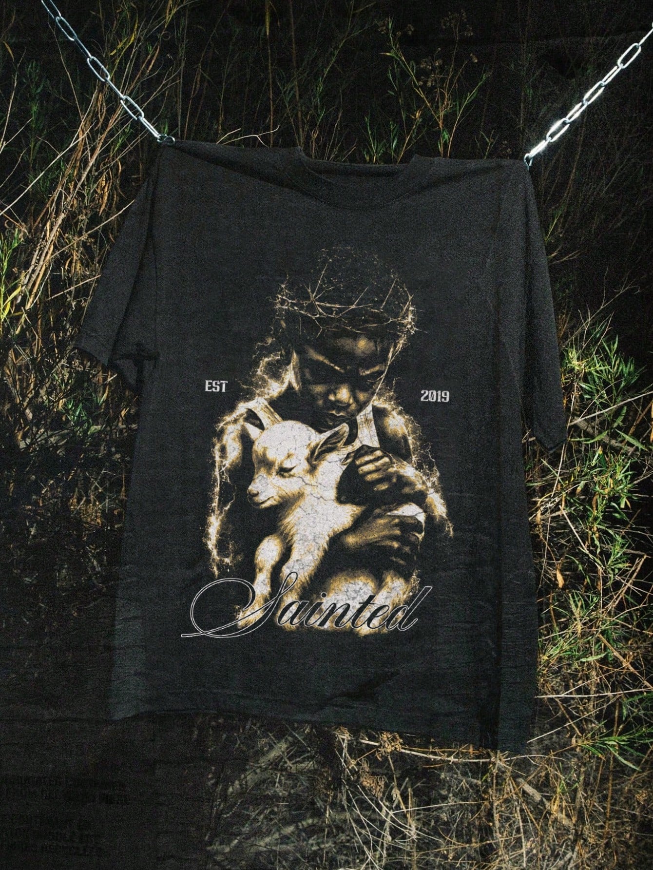 Men Distressed Vintage Snowflake Print T-Shirt