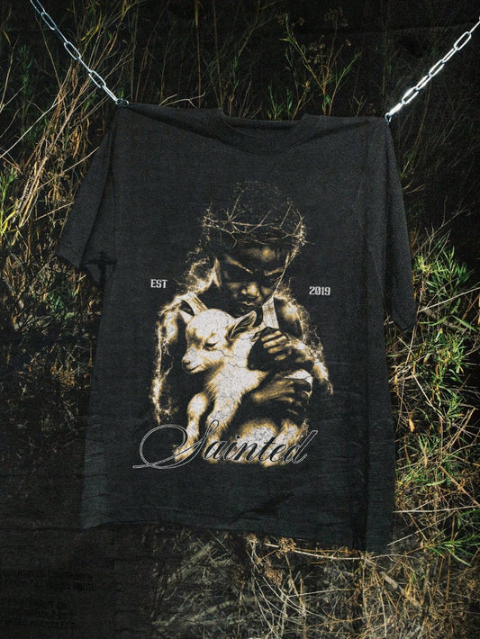 Men Distressed Vintage Snowflake Print T-Shirt