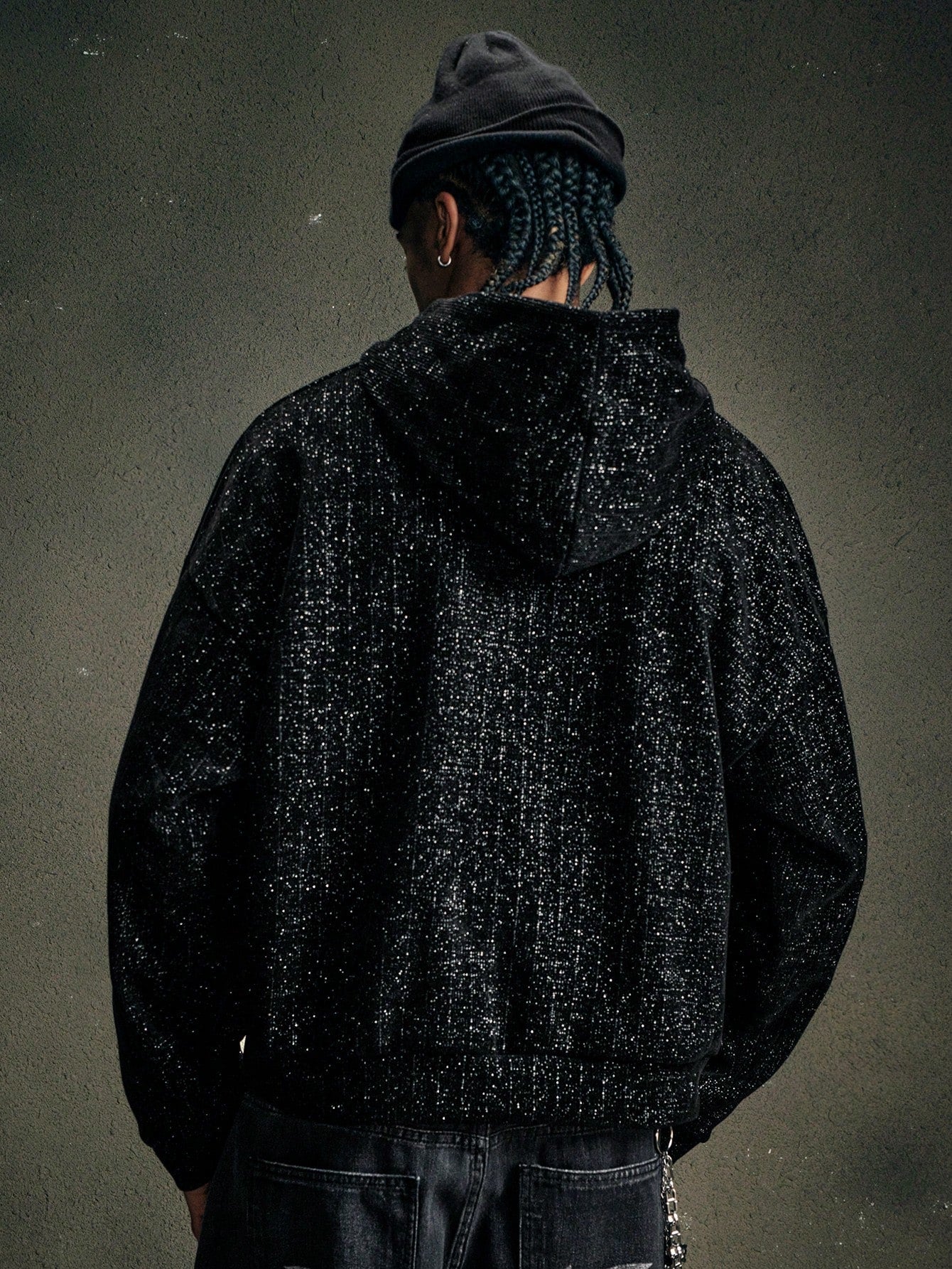 Men Y2K Black Baggy Hoodie