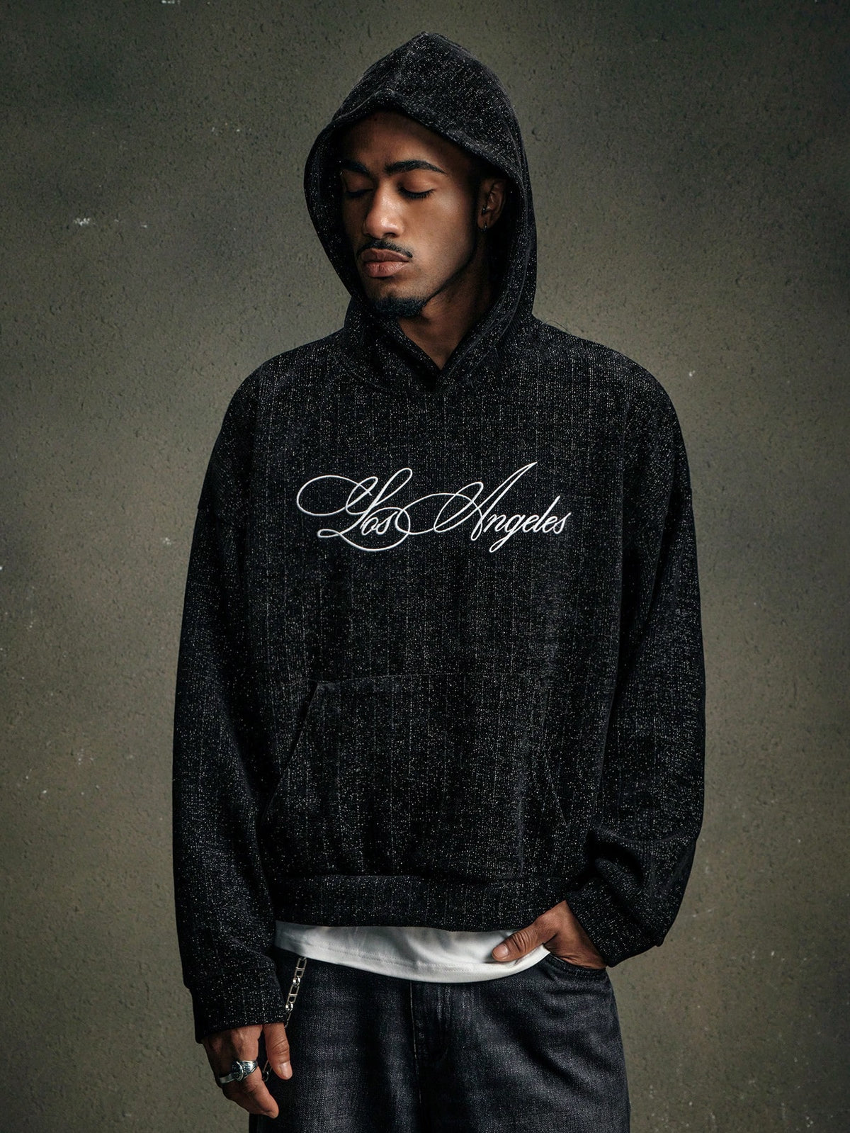 Men Y2K Black Baggy Hoodie