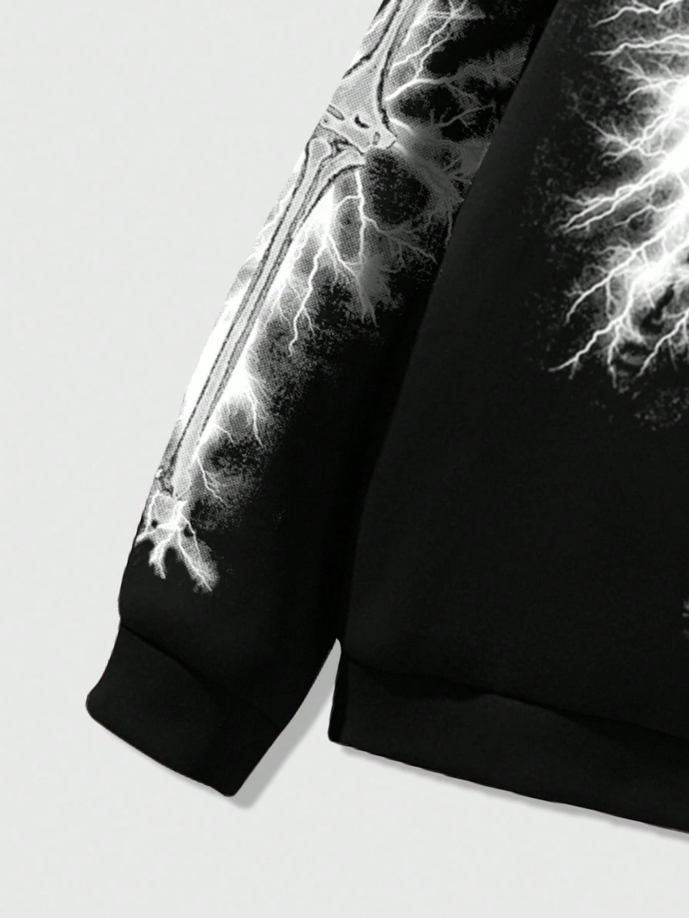 Men Goth Slogan Print Zip Front Hoodie