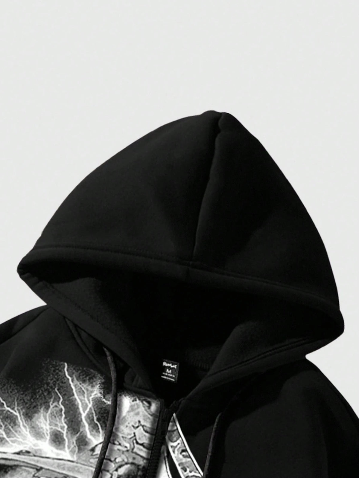 Men Goth Slogan Print Zip Front Hoodie