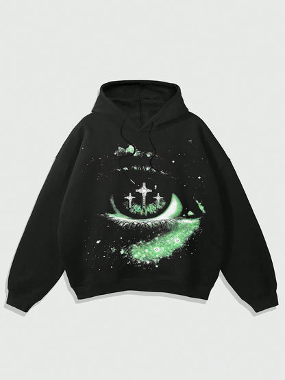 Men Gothic Eye Print Streetwear Hoodie