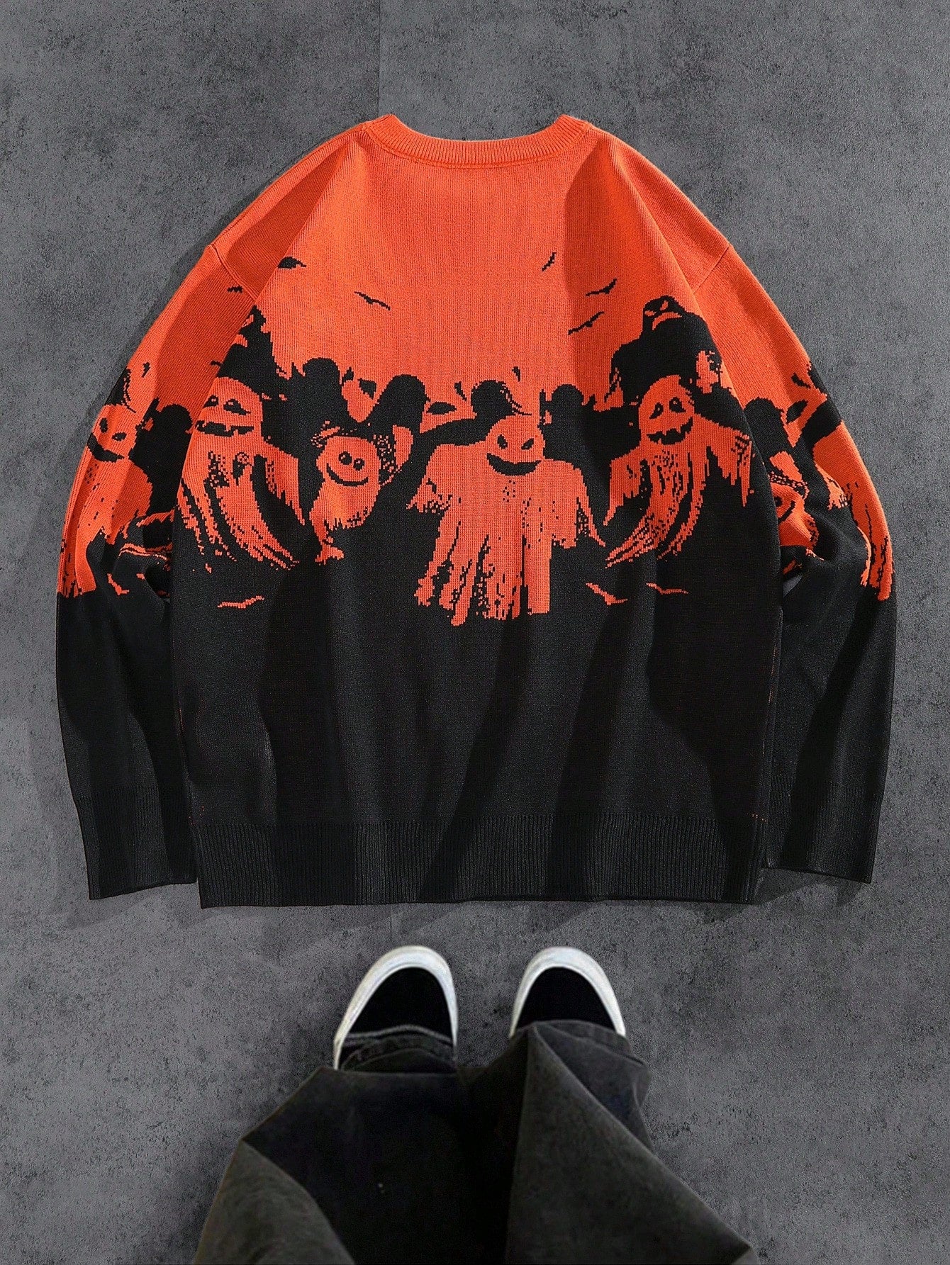 Men Halloween Ghost Colorblock Y2K Sweater