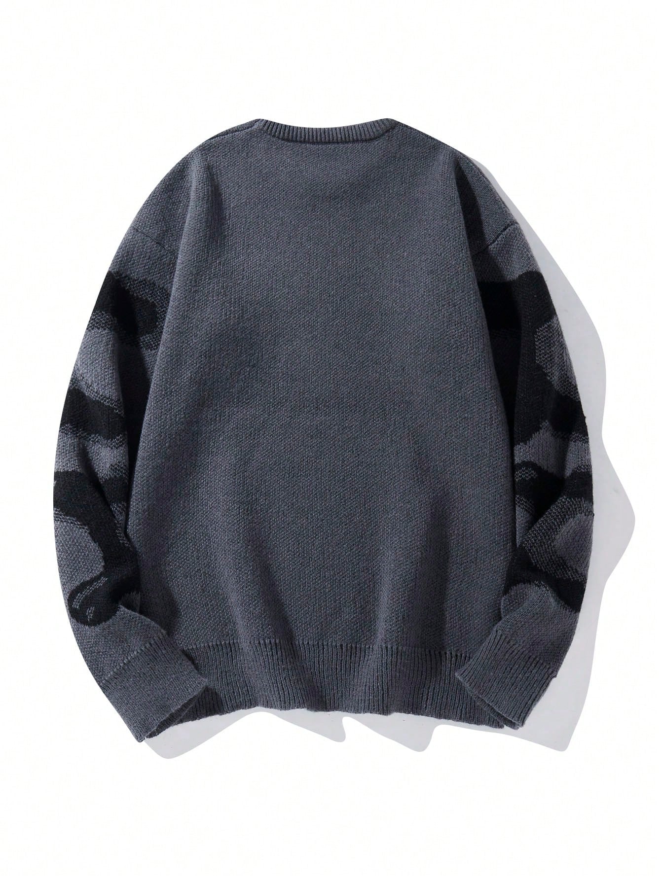Men Halloween Skeleton Color Block Pullover Sweater