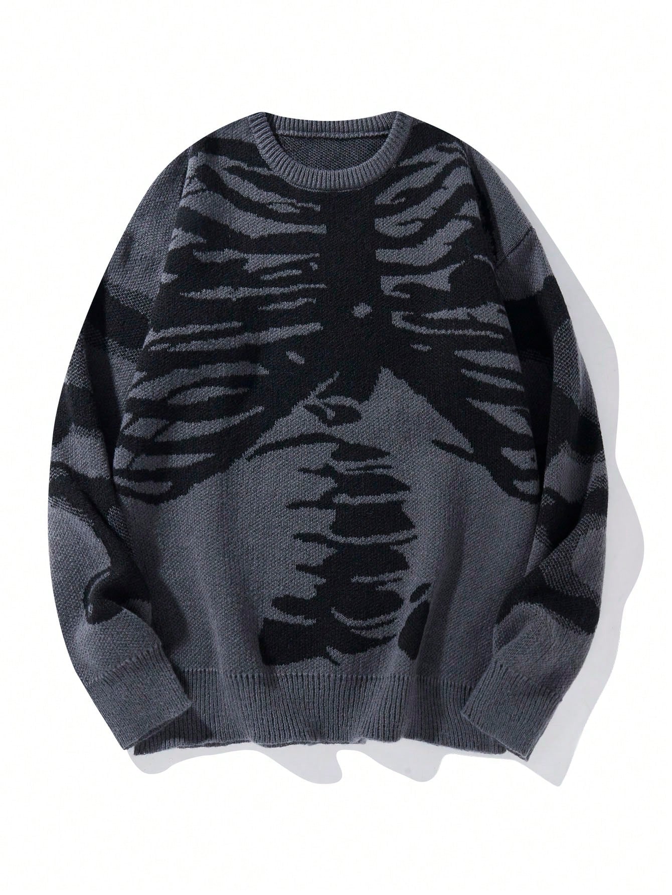 Men Halloween Skeleton Color Block Pullover Sweater