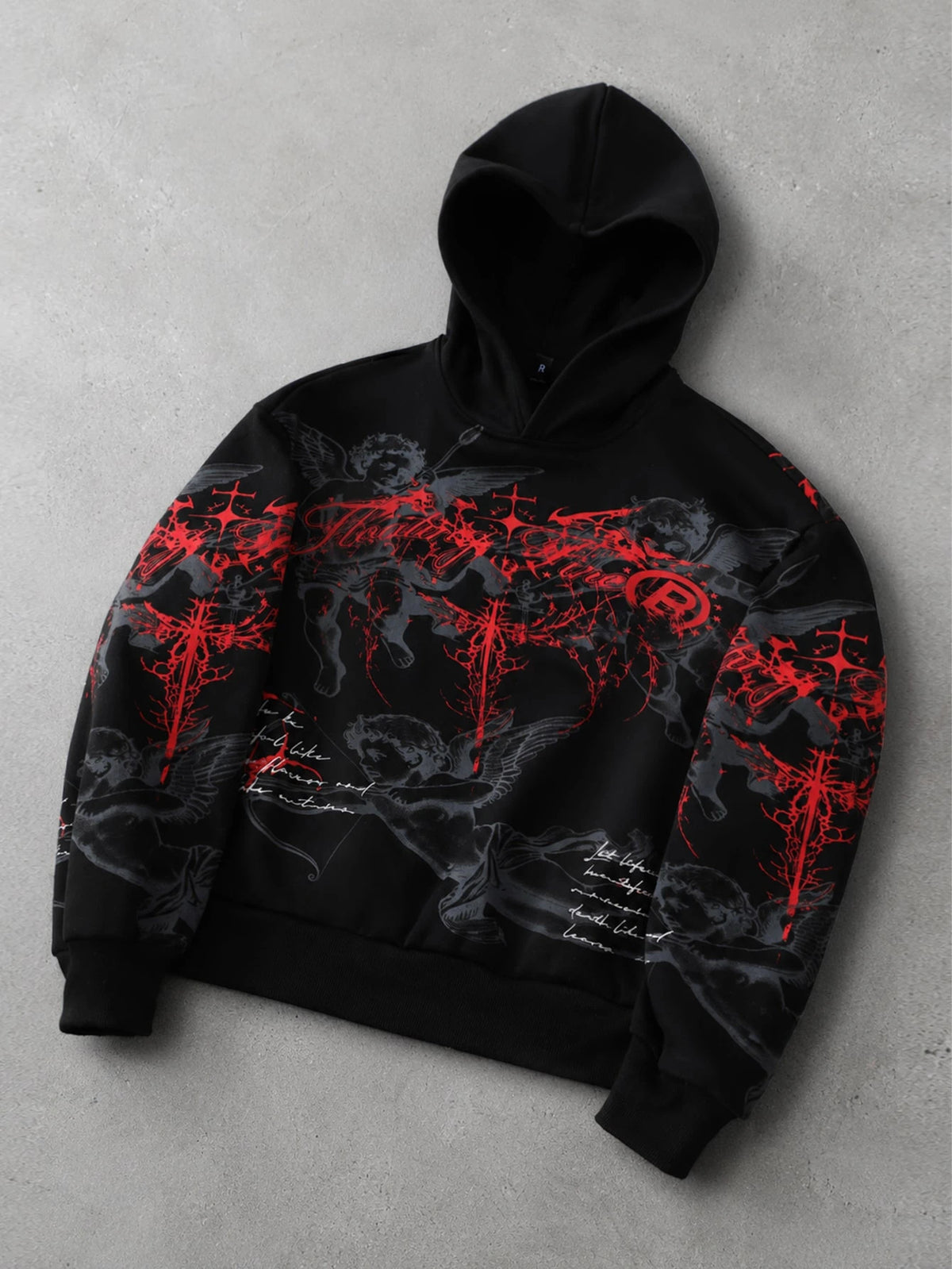 Men Hip Hop Dark Letter Print Hoodie
