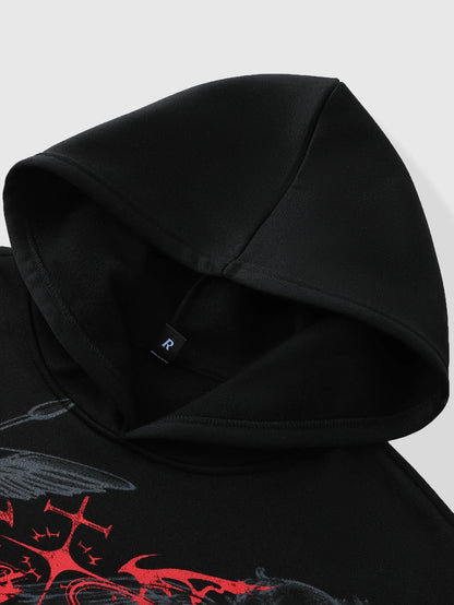Men Hip Hop Dark Letter Print Hoodie
