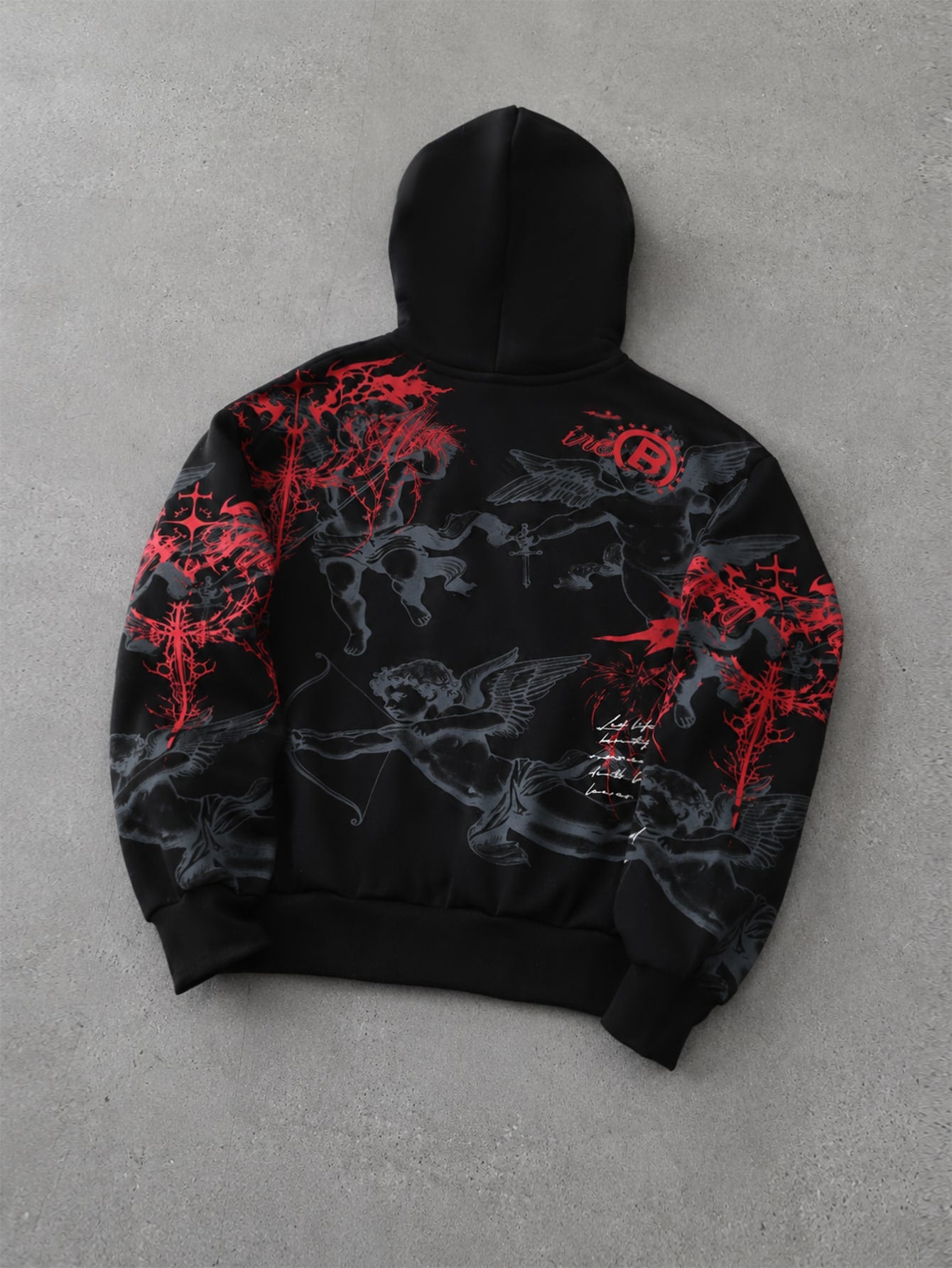 Men Hip Hop Dark Letter Print Hoodie