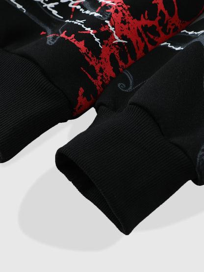 Men Hip Hop Dark Letter Print Hoodie