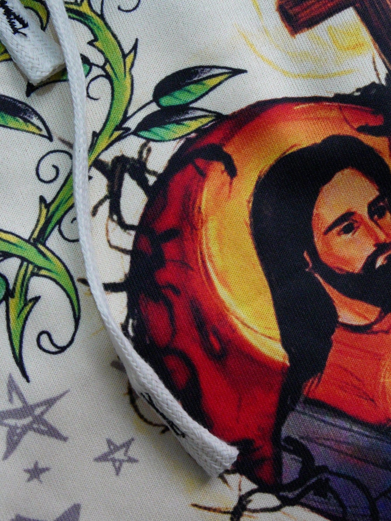 Men Jesus & Virgin Mary Print Drawstring Flare Pants