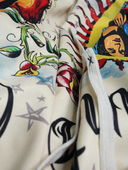 Men Jesus & Virgin Mary Print Drawstring Flare Pants