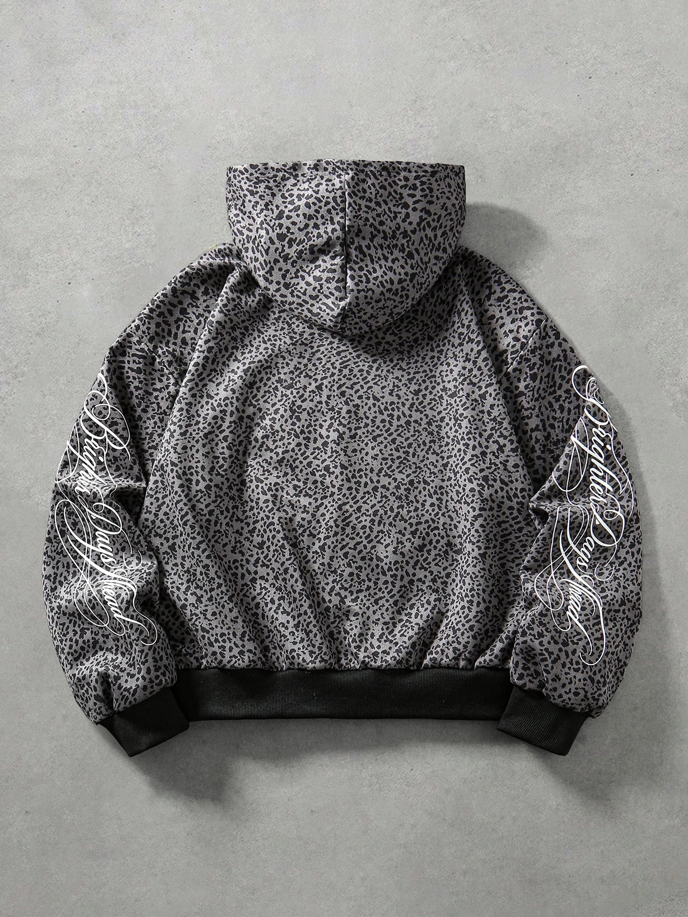 Men Leopard Print Letter Casual Street Hoodie