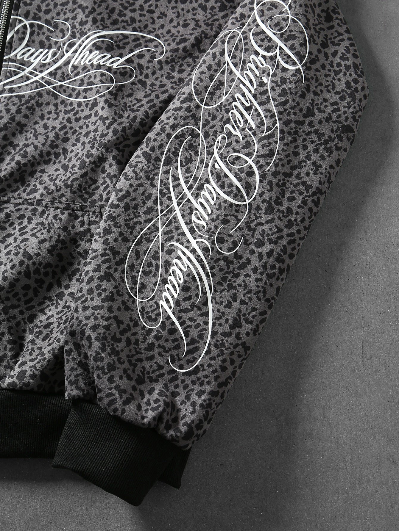 Men Leopard Print Letter Casual Street Hoodie