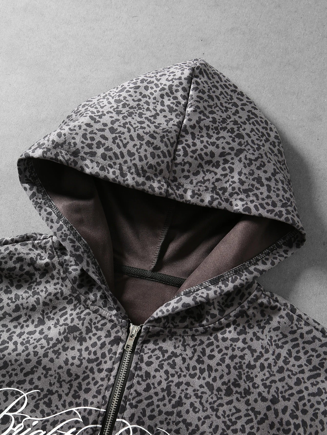 Men Leopard Print Letter Casual Street Hoodie
