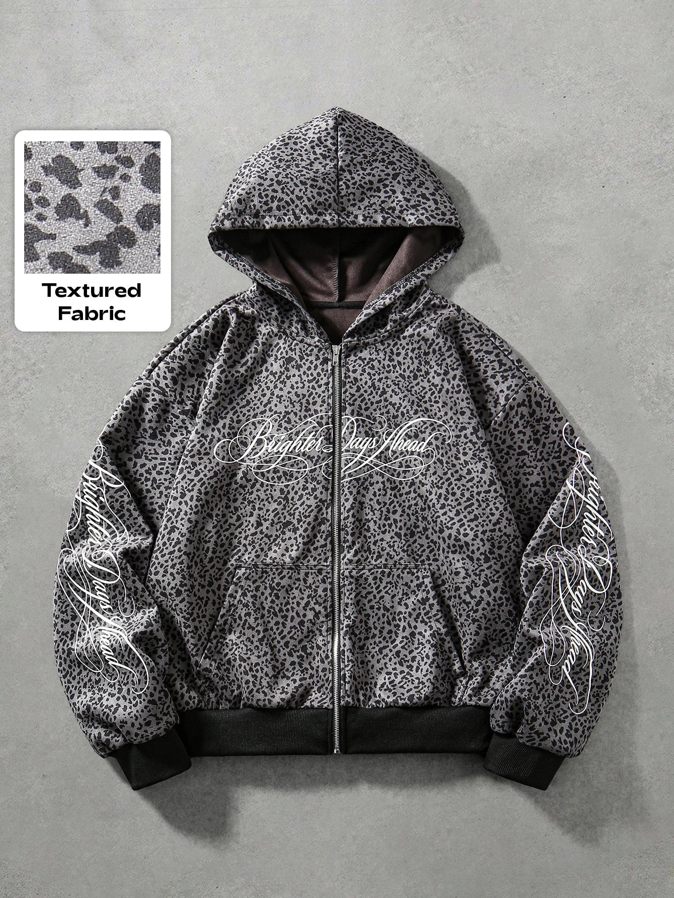 Men Leopard Print Letter Casual Street Hoodie