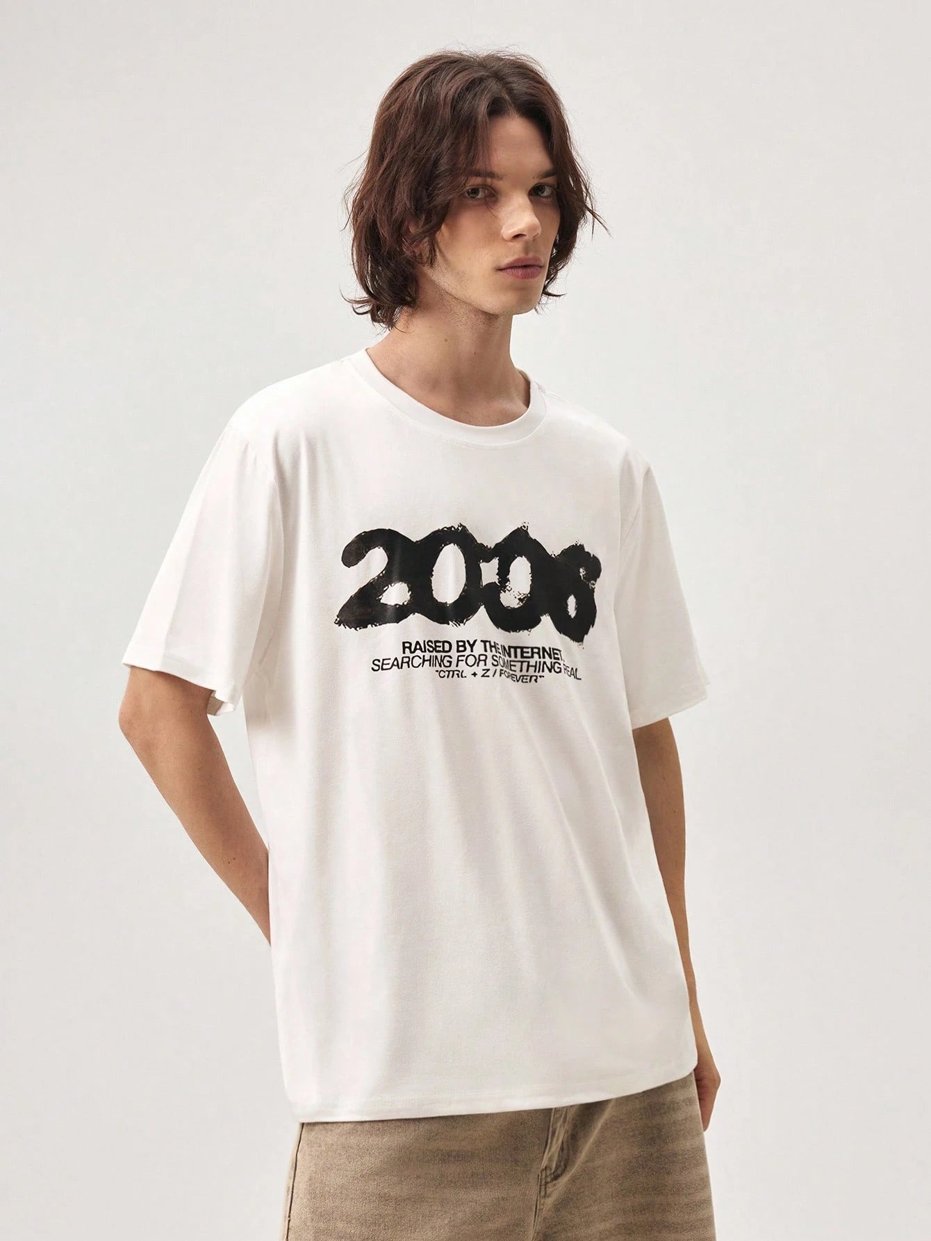 Men Letter Print 2006 Short Sleeve T-Shirt