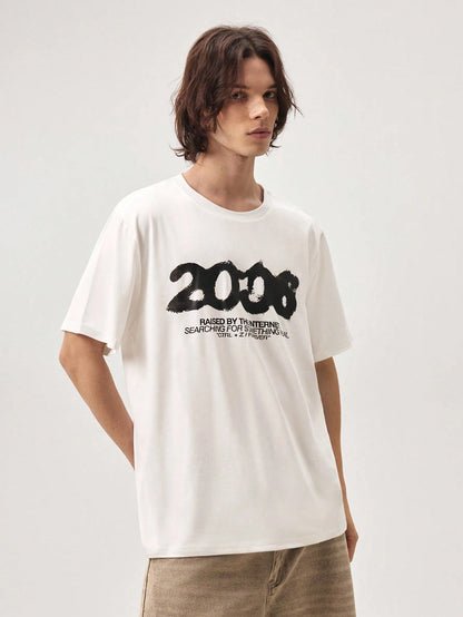 Men Letter Print 2006 Short Sleeve T-Shirt