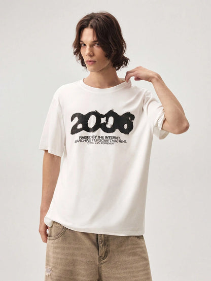 Men Letter Print 2006 Short Sleeve T-Shirt