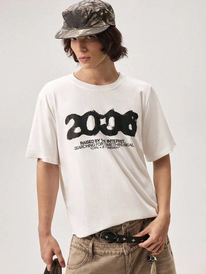 Men Letter Print 2006 Short Sleeve T-Shirt