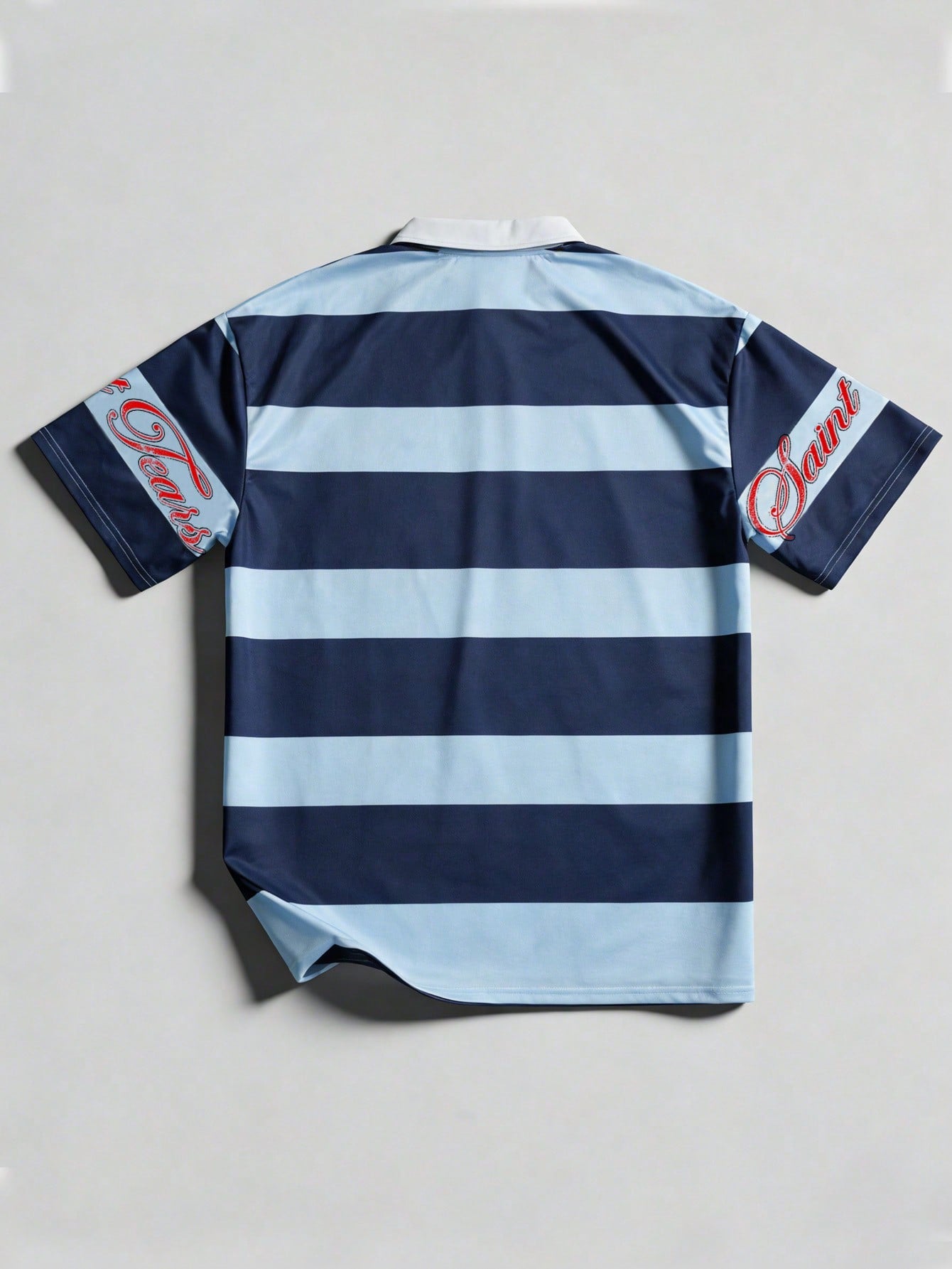 Men Printed Striped College Style Short Sleeve Polo