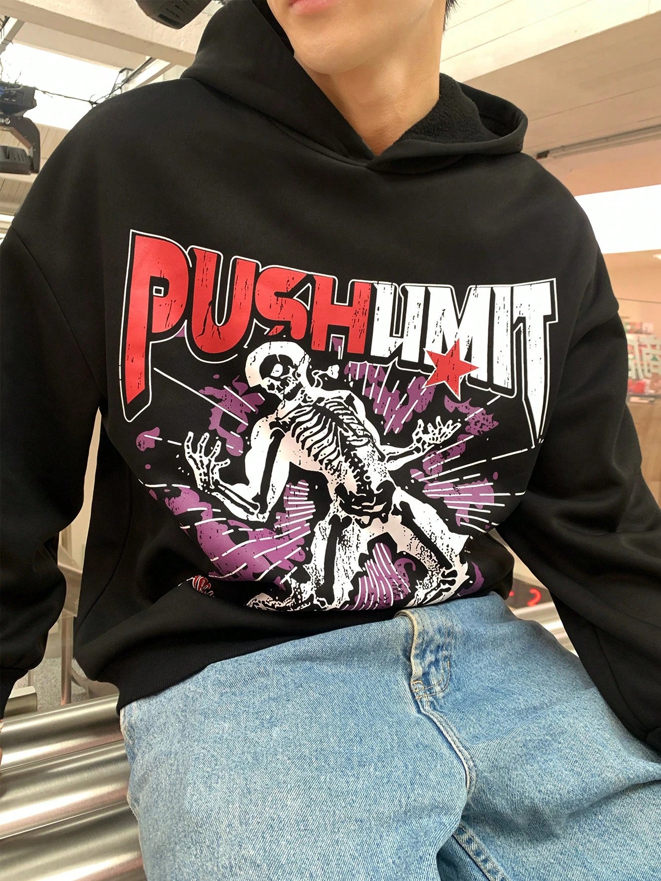 Men Skull Letter Print Autumn Casual Hoodie