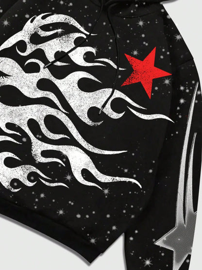 Men Street Life Casual Figure Print Hoodie