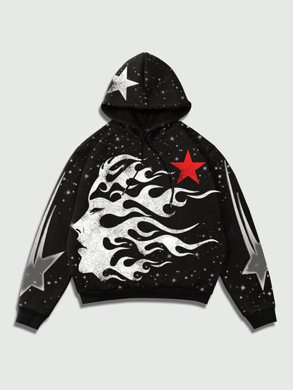 Men Street Life Casual Figure Print Hoodie