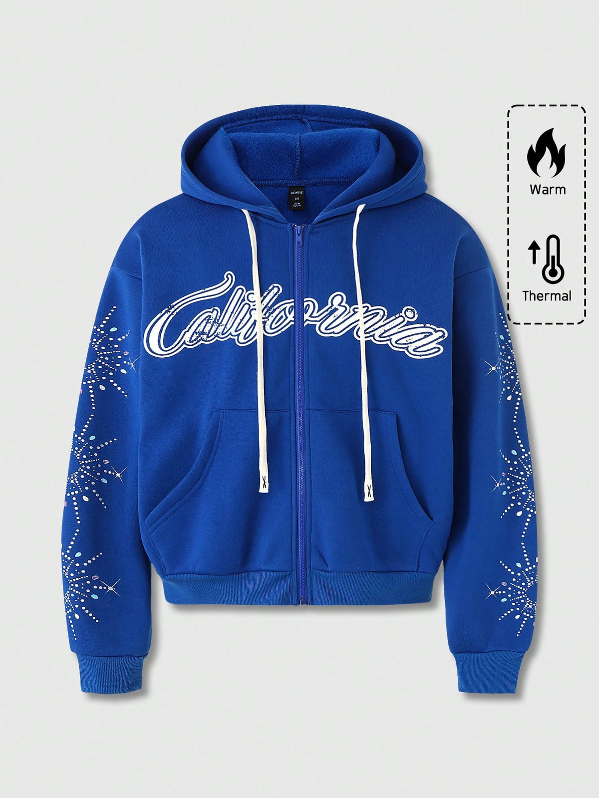 Men Street Life Graphic Print Zip Up Hoodie