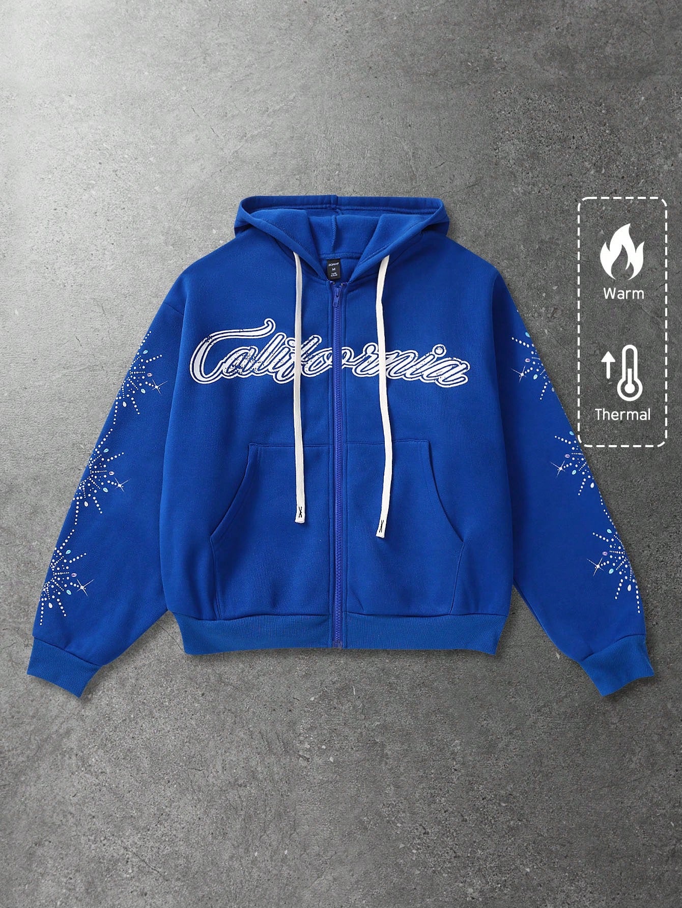 Men Street Life Graphic Print Zip Up Hoodie