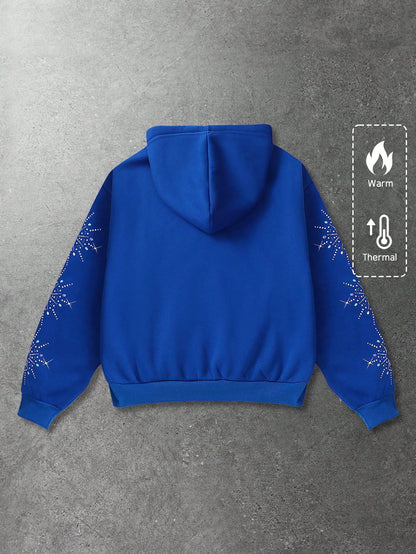 Men Street Life Graphic Print Zip Up Hoodie