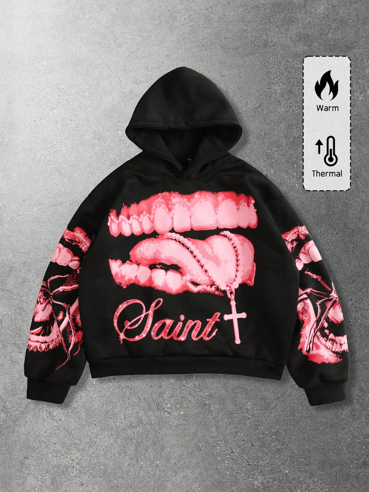 Men Street Life Teeth Letter Hoodie