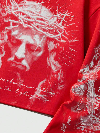 Men Streetwear Graphic Pullover Long Tee