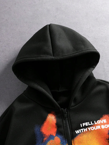 Men Tie-Dye Blurred Print Hoodie
