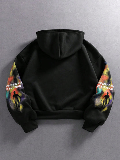 Men Tie-Dye Blurred Print Hoodie