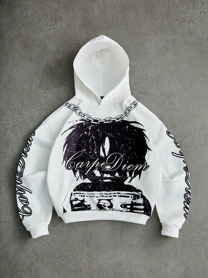 Men White Benjamin Franklin Puff Hoodie