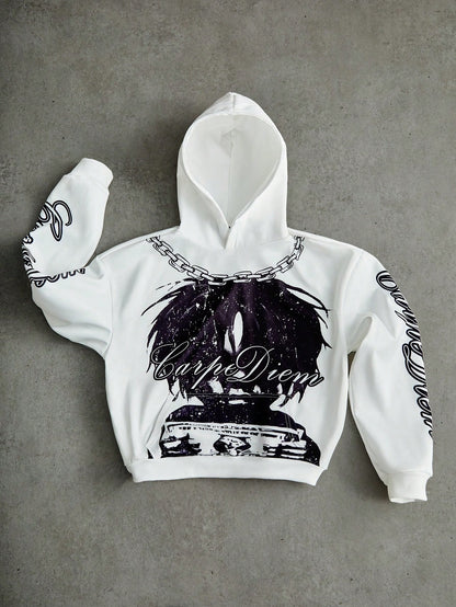 Men White Benjamin Franklin Puff Hoodie