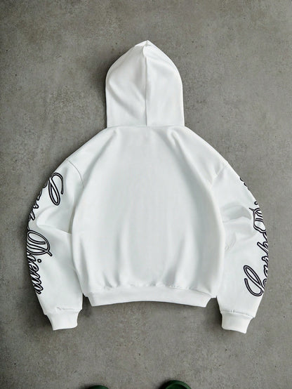 Men White Benjamin Franklin Puff Hoodie