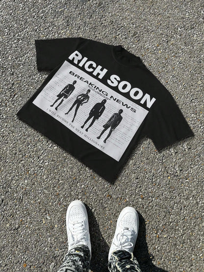 Men Y2K Black White Portrait Graphic Oversized Tee
