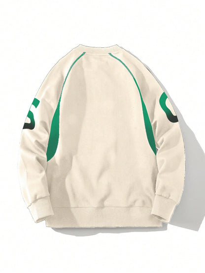 Men Letter Graphic Raglan Sleeve Sweatshirt With Preppy Edge