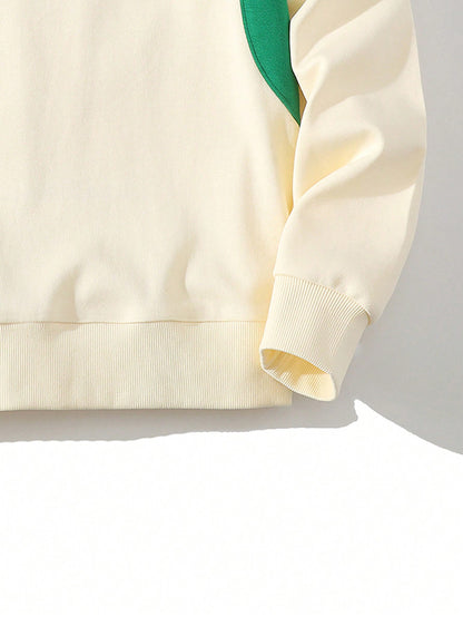 Men Letter Graphic Raglan Sleeve Sweatshirt With Preppy Edge