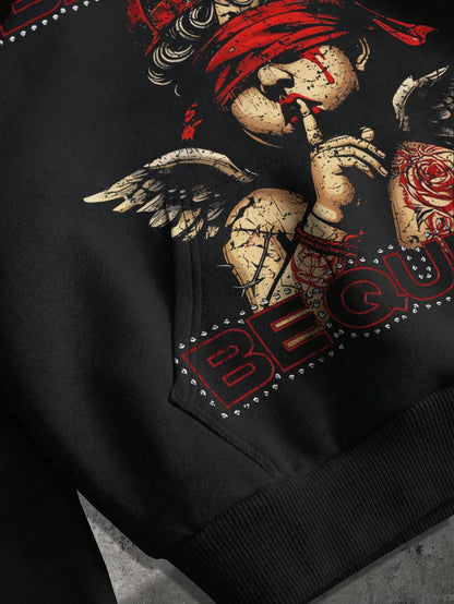Men's Angel Print Pattern Hoodie