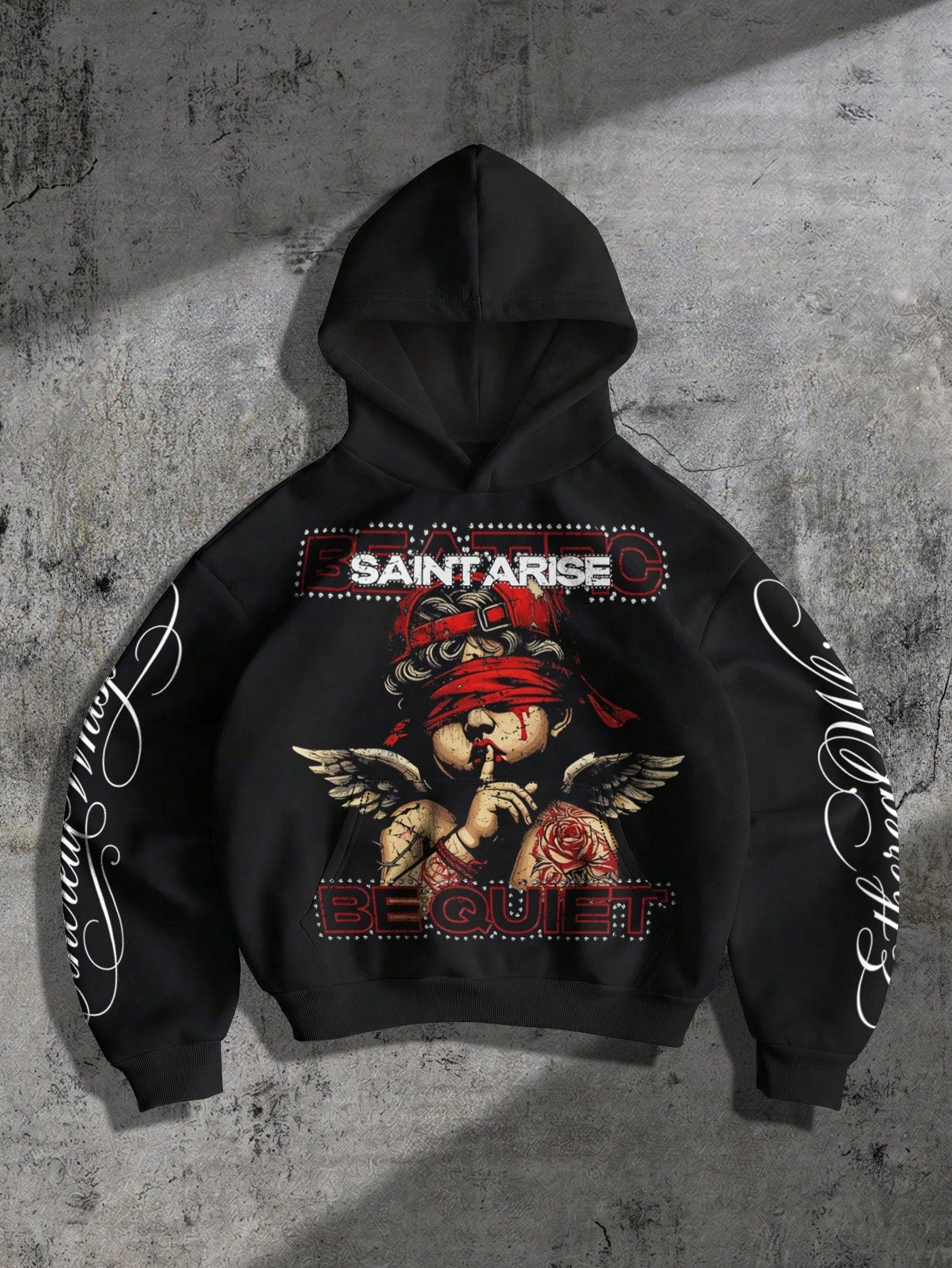 Men's Angel Print Pattern Hoodie