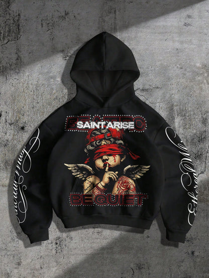 Men's Angel Print Pattern Hoodie
