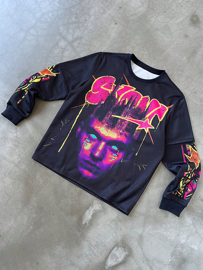Men's Black Streetwear Graphic Sweatshirt