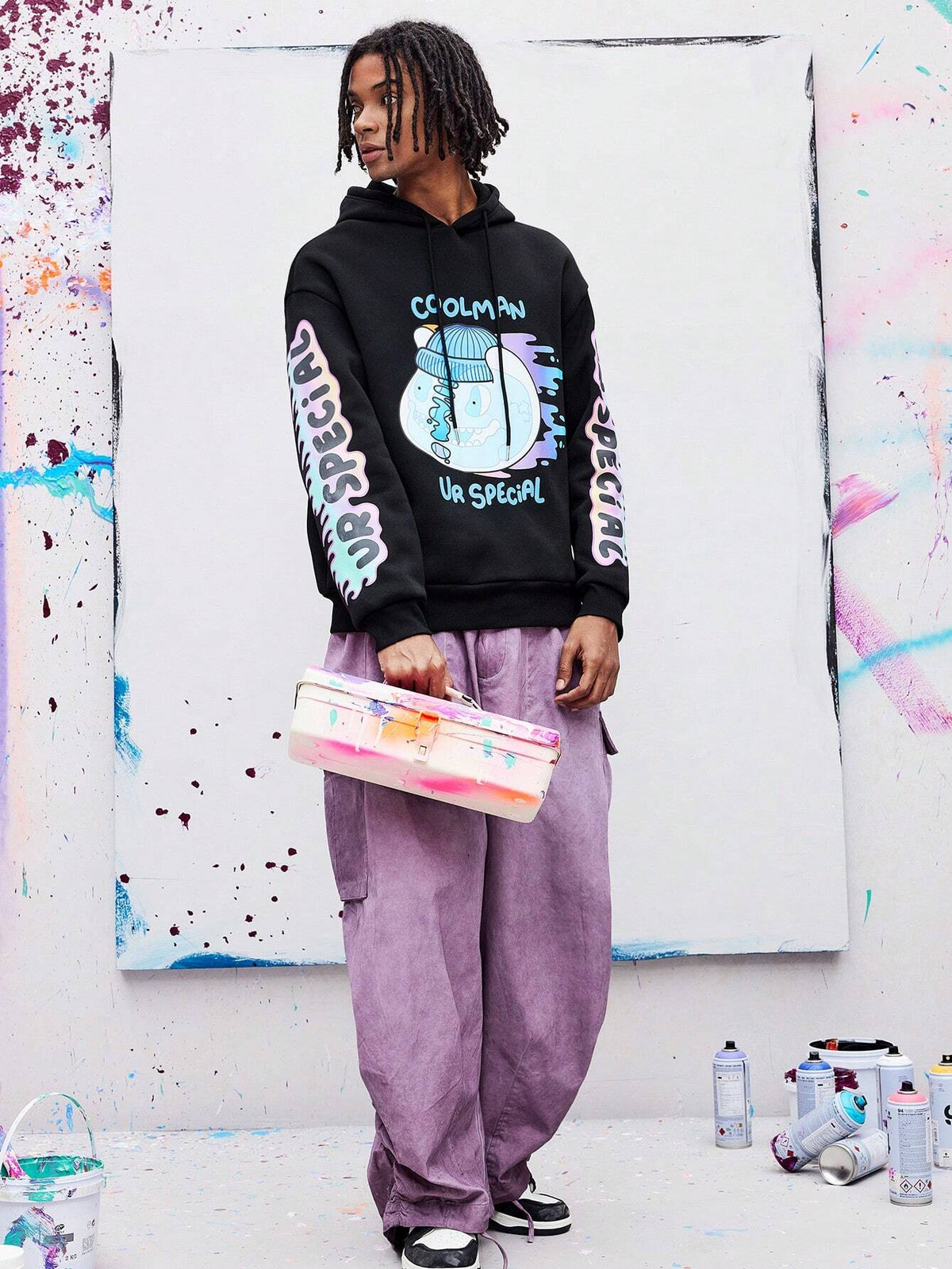 Men's Cartoon Graphic Warm Thermal Lined Hoodie